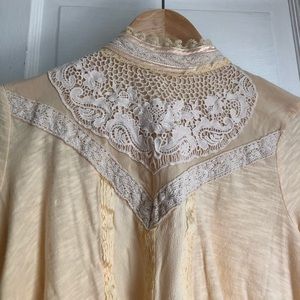 Free people collared blouse button up pale yellow